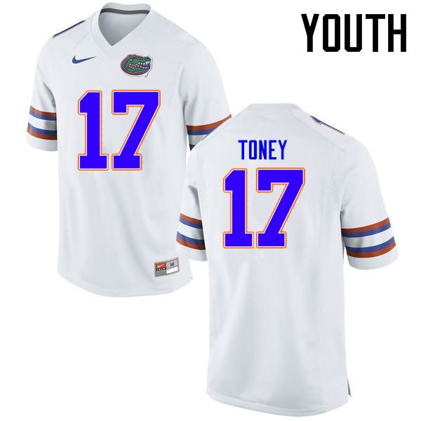 NCAA Florida Gators Kadarius Toney Youth #17 Nike White Stitched Authentic College Football Jersey PSP7764OS